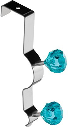Premier Housewares 509689 Diamante Double Over Door Hook - Teal H17 x W3 x D11cm