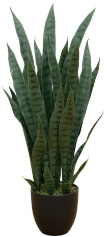Nearly Natural, Green 4855 Sansevieria Pflanzgefäß, 88,9 cm, Schwarz | Künstliche Schlangenpflanze, künstliches Grün, Innendekoration für Zuhause und Büro, pflegeleicht