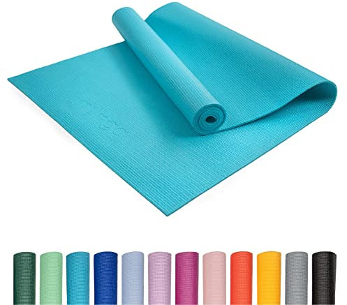 Myga Einsteiger-Yogamatte | Rutschfest & Leicht zu tragen – 4 mm Dicke | Ideal für Yoga, Pilates, Meditation & Fitnessübungen | 173 cm x 61 cm x 4mm | Türkis