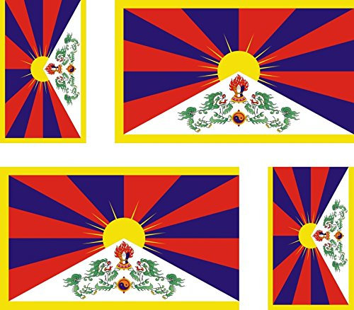 4 x Car Stickers Motorcycle Suitcase Laptop Tibetan Flag-tibet