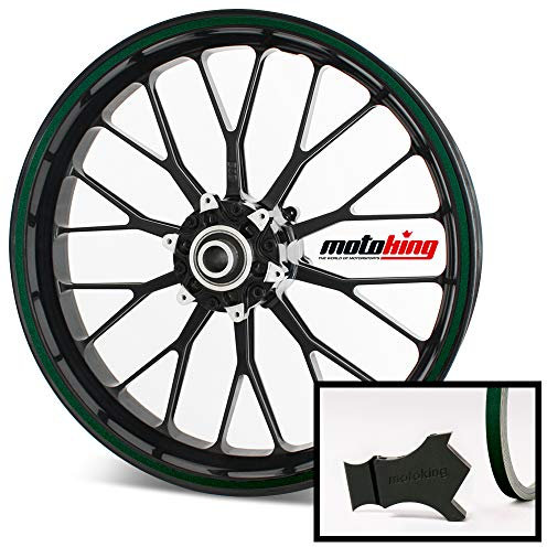Motoking Felgenrandaufkleber mit Montagetool für Ihr Motorrad in REFLEKTIEREND / 6 mm/für 10 bis 25 / Farbe wählbar - Grün reflektierend