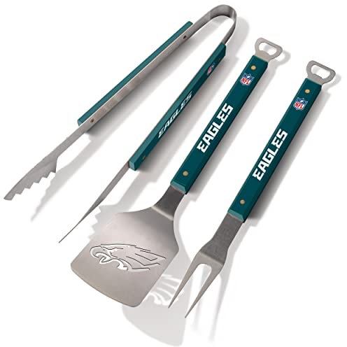 YouTheFan NFL Philadelphia Eagles Spirit Series 3-Piece BBQ Set Stainless Steel, 22 x 9