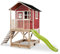 EXIT Toys Loft 500 Holzspielhaus für Draußen mit Sandkasten & Rutsche - Wasserdichtes Gartenhaus aus Holz für Kinder - Einfache Montage - 100% FSC Zedernholz - 329x190x253cm - Rot