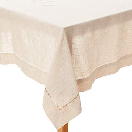 SARO LIFESTYLE Toscana Tischdecke, Poly- und Leinen-Mischgewebe, mit Hohlsaum, 165 x 406 cm