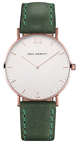 Paul Hewitt Unisex Erwachsene Analog Quarz Uhr mit Leder Armband PH-SA-R-St-W-12M
