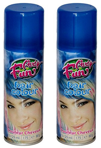 Guirca Lot de 2 sprays pour cheveux bleu fluo