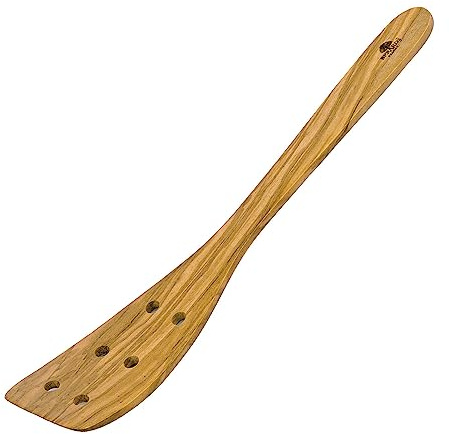Berard Olive Wood Curved Spatula with 6 Holes, Beige