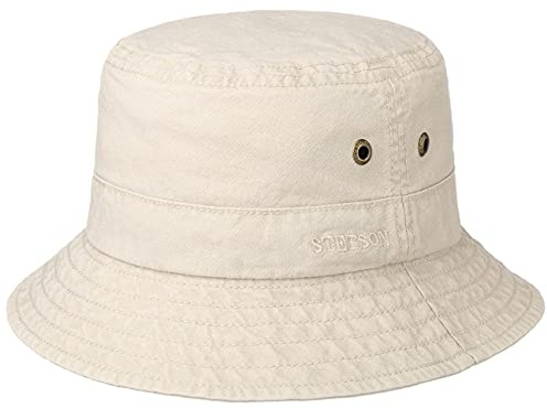 Stetson Delave Baumwollhut Anglerhut Herren Damen Bio-Baumwolle UV-Schutz 40 Packable Hut Frühjahr Sommer beige M (56-57 cm)