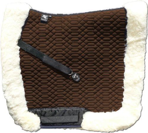 Engel Reitsport Lammfell Schabracke Stoff Mocca Fell schwarz (Schabra 3 mit Fellrand komplett) farbenfroh: mit 12 Lammfell Farben kombinierbar! Dressur (D)