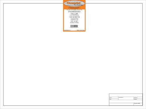 Clearprint Pergamentpapier mit Ingenieur-Titelblock, 45,7 x 61 cm, 1000% Baumwolle, 100 Blatt pro Packung, 1 Stück