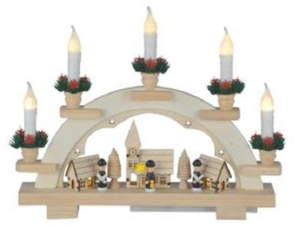 Unbekannt LED-Lichterbogen Holz mit 8 Lichtern, Schwibbogen, Weihnachten, Kerzen