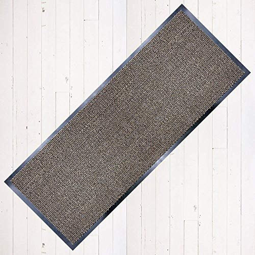 TrendMakers Door Mat Carpet Runner 60cm x 160cm Beige/Black Heavy Duty Dirt Stopper Anti Slip Rubber Welcome Hallway Low Profile Floor Mat Front Doormat Indoor Outdoor Rugs