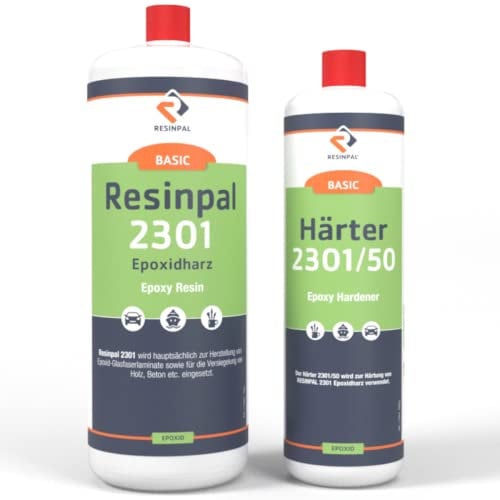 Epoxidharz Resinpal 2301 Set 3kg – Transparent & Glasklar Epoxy Harz mit Härter – Kunstharz für Gießen, Laminieren, Reparaturen, Holz, Beton, Boot – Profi & Anfänger, Made in Germany