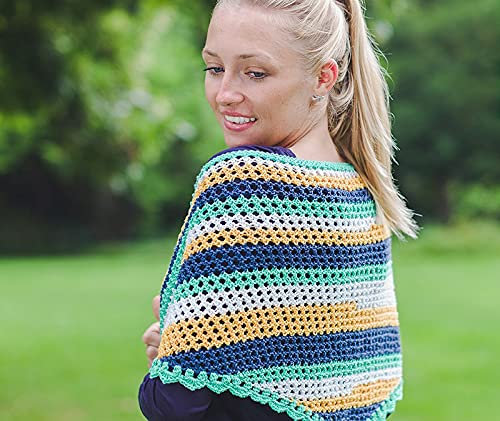 My Oma Strickset/Häkelset zum selber Machen - DIY Set Dreieckstuch Nadelwald Wolle Set zum Stricken und Häkeln mit 5 Knäuel Baumwolle Cotton Pure und Anleitung GRATIS - Tuch Stricken - häkeln