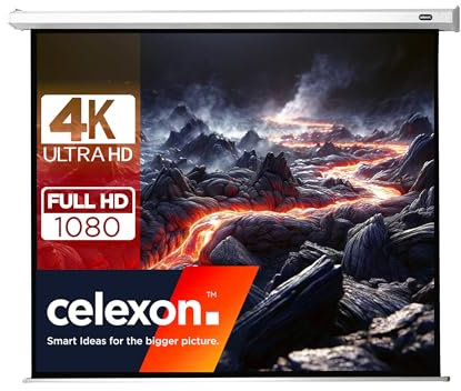 celexon Pantalla motorizada para HomeCinema y presentaciones- proyector Pantalla de Pared o de Techo eléctrica Motor Economy - 220 x 165 cm - 108 - 4:3