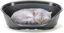 Ferplast Hundebett Katzenbett Kunststoff-Hundebett Extra Small Hundeliege waschbar Hundekorb atmungsaktiv rutschfest Siesta Deluxe, 43 x 28 x h 17,5 cm, Schwarz