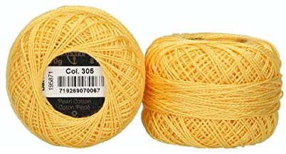 Anchor 4591008-00305 Stickgarne, 100% Baumwolle, goldgelb, Stärke 8, 82m, 16 Gramm