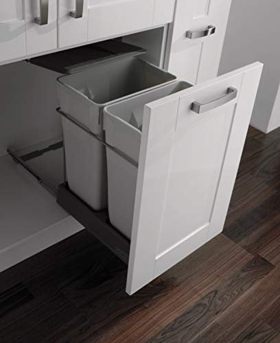 Pull-out waste bin,2 x 35 litres,light grey bins with