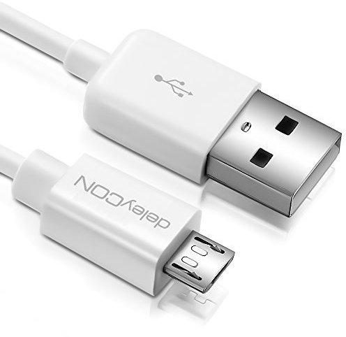 deleyCON 1,5m Micro USB Ladekabel Datenkabel Kompatibel für Android Handys Smartphones Tablets MP3 Player Kameras uvm. - Weiß
