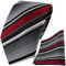TigerTie Designer Krawatte Designer Einstecktuch in bordeaux silber grau weiss gestreift