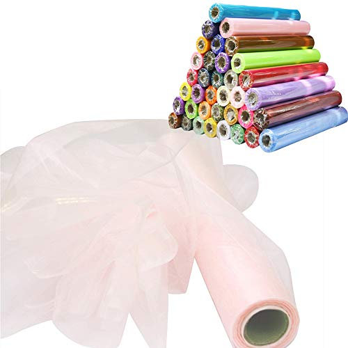 Time to Sparkle (Rose Pâle) 29cm X 26M Rouleau Organza Chemin de Table Chaise Echarpe Nœud Mariage Ceremonie Fête Noël