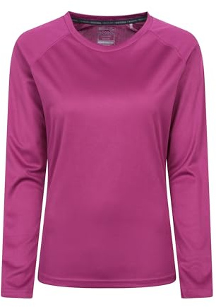 Mountain Warehouse Endurance Womens Top - Lightweight Ladies Top, Long Sleeve Tee, Quick Drying Tshirt, UV Protection Tee Shirt - for Spring Summer Travel Purple Women's Size 10