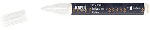 KREUL 92760 - Textil Marker Opak medium, weiß, mit Rundspitze, Strichstärke circa 2 bis 4 mm, deckender Stoffmalstift für helle und dunkle Stoffe, waschecht nach Fixierung