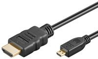 BIGtec 1,5m Micro HDMI Kabel High Speed with Ethernet A/D 1,50m 1,5 m HDMI mikro Type D, vergoldet, Kabel schwarz 3D Wiedergabe, Deep Color HDMI 1.4 Kabel