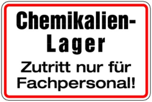 Aufkleber Chemikalien-Lager Zutritt nur für Fachpersonal! 200x300mm