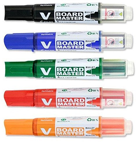 PILOT V Board Master Whiteboard-Marker, Rundspitze, Begreen, 3 Sets mit 5 Stück