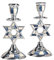 Kerzenständer im Shabbat-Davidstern-Design, aus Aluminium, mit blauen und weißen dekorativen Inlays/2 Stück