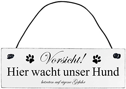 Anika Hermsen-Grallert, HomeYourself Shabby Chic Vintage Schild Vorsicht Hier wacht unser Hund Dekoschild Türschild