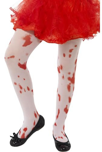 Smiffys Collants, Blanc, avec impressions de taches de sang, 6-12 ans