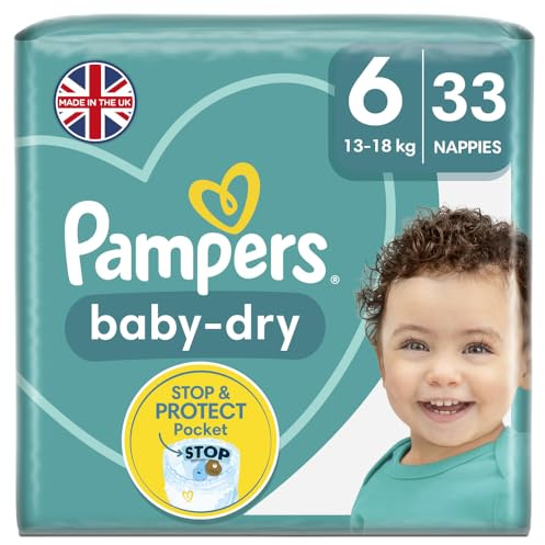 Pampers Baby Dry 33 Nappies, 15+ kg, Size 6