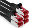1aTTack.de - 5x 7,5 m câble patch CAT6 S/FTP blindage PIMF câble réseau CAT.6 RJ45 câble Ethernet routeur LAN DSL commutateur modem panneau de brassage - noir - 5 pièces