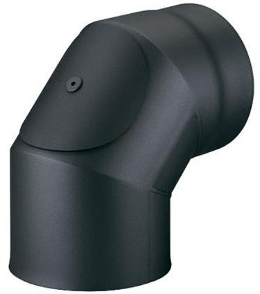 Möck Ofenrohr-Bogen 90° mit Tür, doppelwandig, gedämmt, System Primus, 150 mm Schwarz