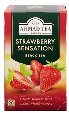 Ahmad Tea Strawberry Sensation Black Tea, 20-Count Boxes (Pack of 6) | Con cafeína, sin azúcar