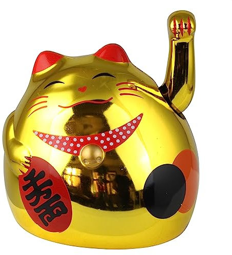 Superfreak Glückskatze - Maneki-Neko - rundliche Winkekatze 8 cm - Gold