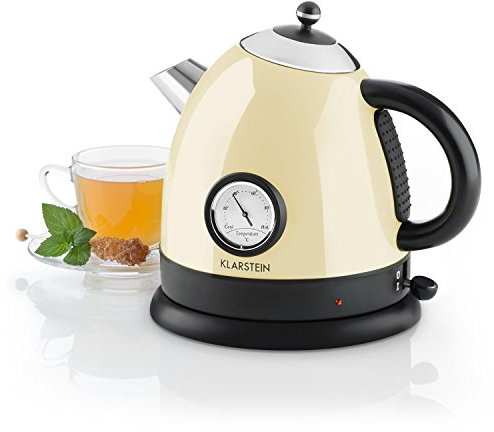 Klarstein Elektrischer Wasserkocher mit klassischem Design und analogem Thermometer 1.7 litres cremefarben