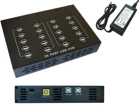 KALEA-INFORMATIQUE Stazione di ricarica e ciabatta USB a 20 porte con alimentazione da 90 W, utilizzabile anche come HUB USB 2.0. 4 file di 5 porte