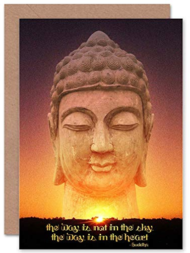 Wee Blue Coo BUDDHA THE WAY IS NOT SKY IN HEART STATUE SUNSET BLANK BIRTHDAY CARD