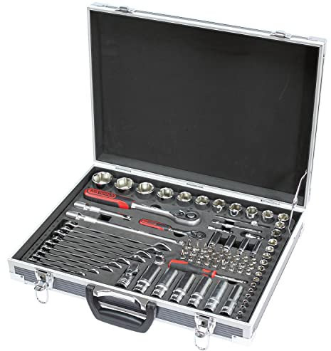 KS TOOLS 922.0683 - Coffret de douilles et accessoires 1/4 + 1/2 - Gamme Ultimate - Coffret aluminium - Finition chromée satinée - 83 pièces Noir