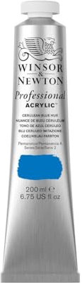Winsor & Newton Professional - Pintura acrílica, tubo 200 ml, tono azul cerúleo