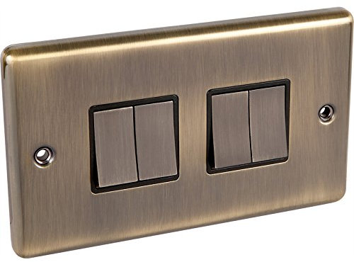 Antique Brass 4 Gang Light Switch United Electrical (Windsor) W04AB