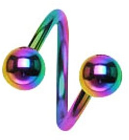 Trend Agent Farbiger Twister mit Titanüberzug 1,6mm x 11mm mit Kugeln Regenbogen