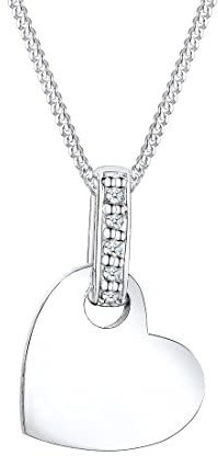 Elli DIAMONDS Halskette Damen Herz Anhänger Liebe Klassisch mit Diamant (0.05 ct.) in 925 Sterling Silber