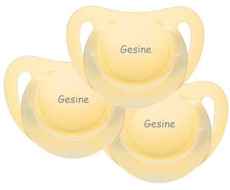 Namensschnuller - NUK Starlight Schnuller mit Namen - Silikon Größe 2 - gelb - 3er Set