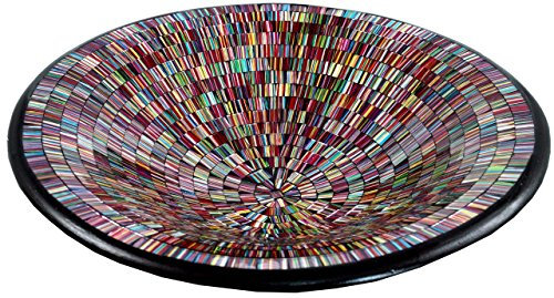GURU SHOP Runde Mosaikschale, Untersetzer, Dekoschale, Handgearbeitete Keramik & Glas Obst Schale - Design 15, Violett, Größe: Klein (Ø 20 Cm), Schalen
