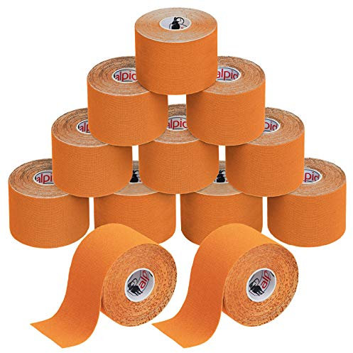 ALPIDEX Ruban Adhésif de Kinésiologie 5 m x 5,0 cm Diverse Couleurs 1/3/ 6/12 Rouleaux E -Book Exemples D'application Bandes Kinesiology Tape, Couleur:orange, Quantité:12 rouleaux