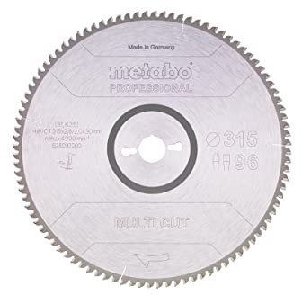 METABO 628092000 - Hoja de sierra metal duro HW/CT Multi Cut 315 x 30 mm dientes 96 FZ/TZ, 5º neg.